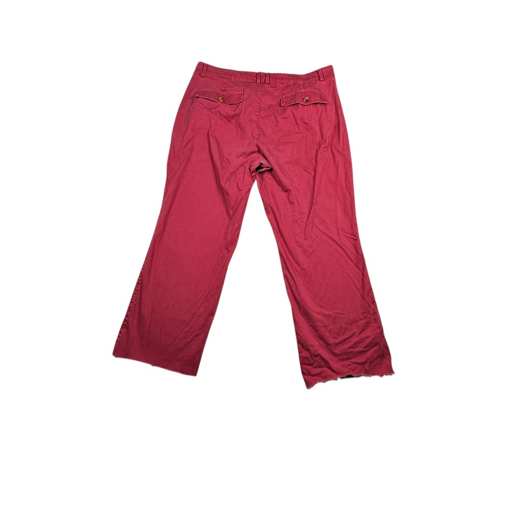 Dockers Womens Size 14M Burgundy Red Casual Pants Cropped Wide Leg frayed hem